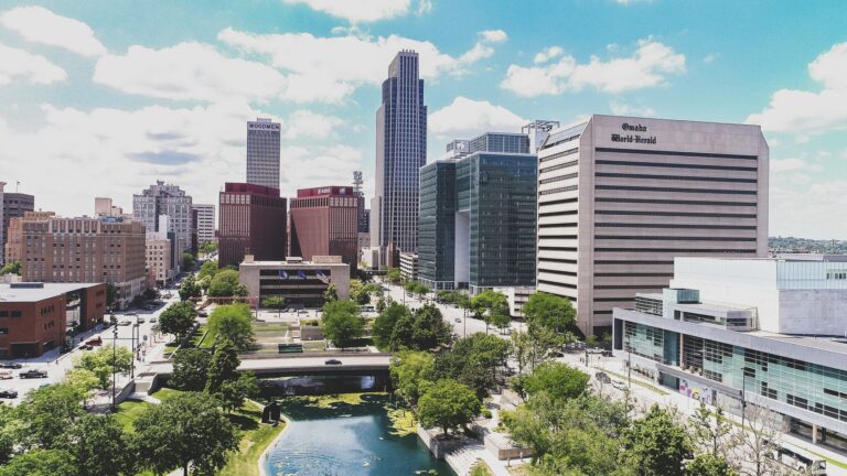 Omaha skyline. This is one of the best cities for Nebraska urban camping.