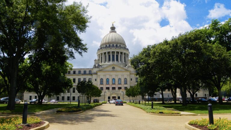 Capitol building in Jackson, one of the best cities for Mississippi urban camping