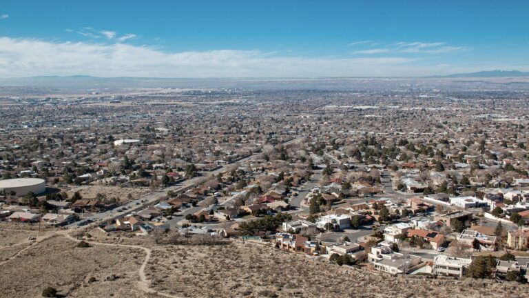 A view of Albuquerque from above. This is one of the best cities for New Mexico urban camping.