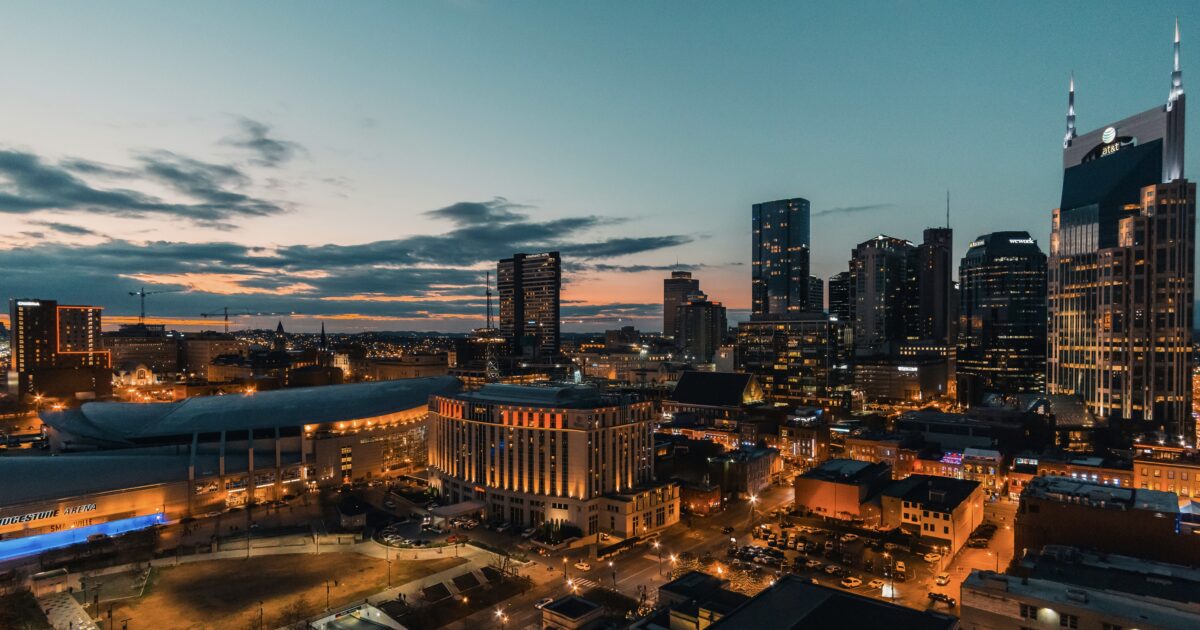 Nashville at night, a beautiful sight when Tennessee urban camping