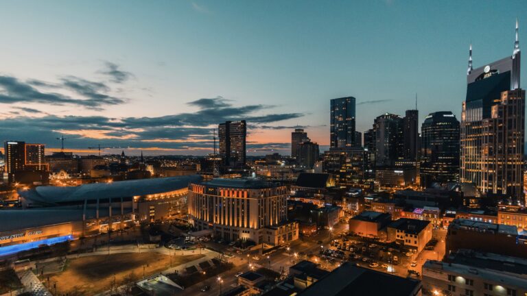 Nashville at night, a beautiful sight when Tennessee urban camping