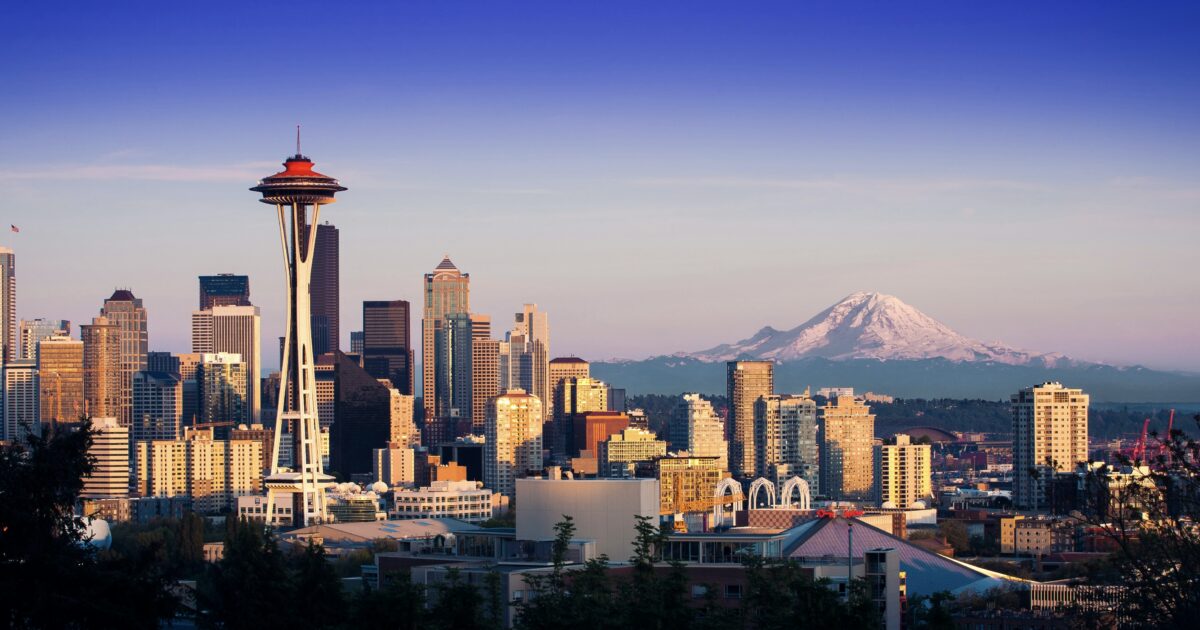 A view of the Seattle skyline, one of the best views while Washington urban camping