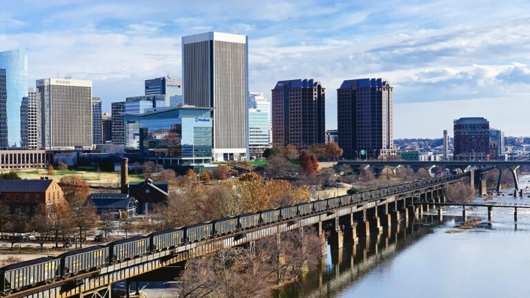 A view of Richmond, one of the best cities for Virginia urban camping