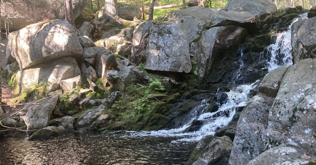 One of the smaller Maine waterfalls in the woods