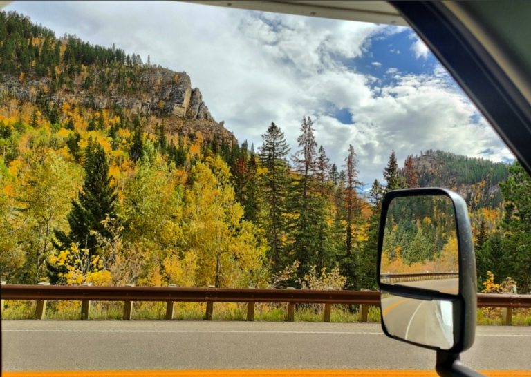 View outside car window on Spearfish Scenic Byway