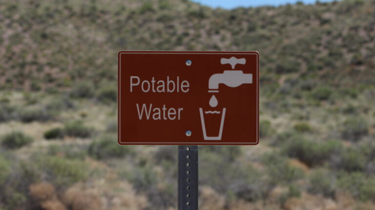 sign for potable water in an RV water refill and dump station