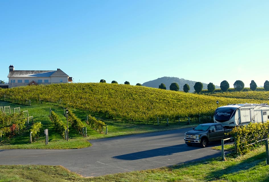 RV parked at winery