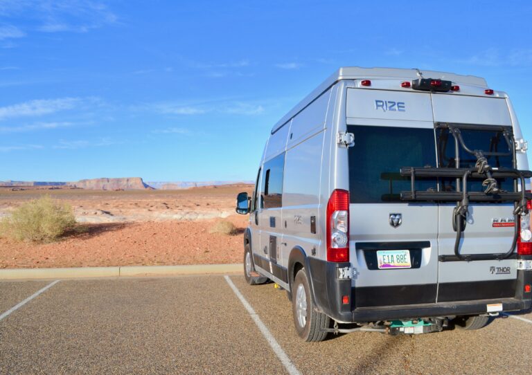 a Class B campervan parked in a parking lot