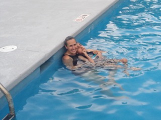 family in the pool