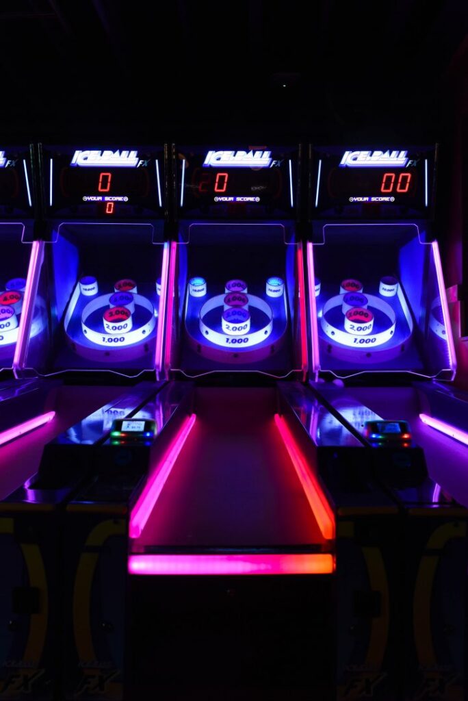 Skeeball in an arcade