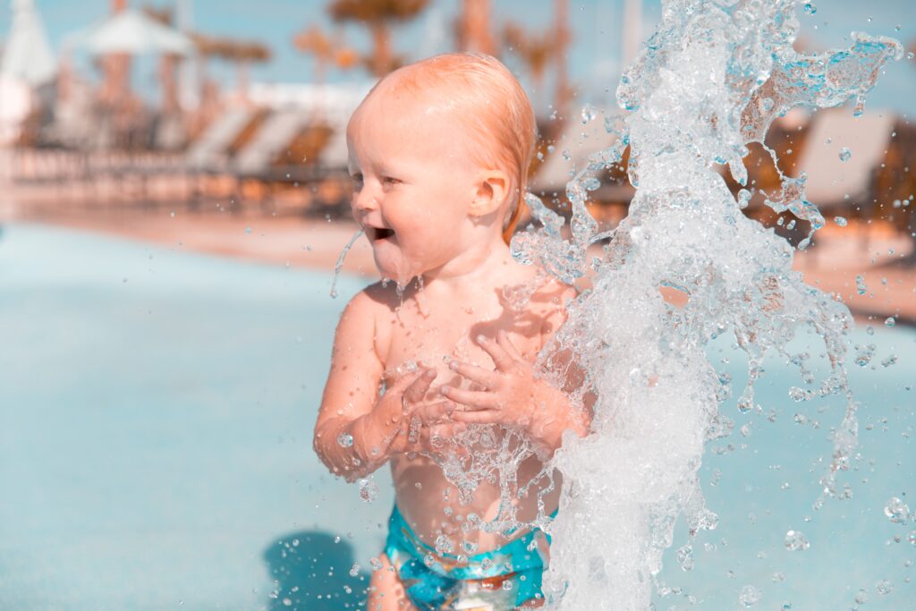 Baby at water park