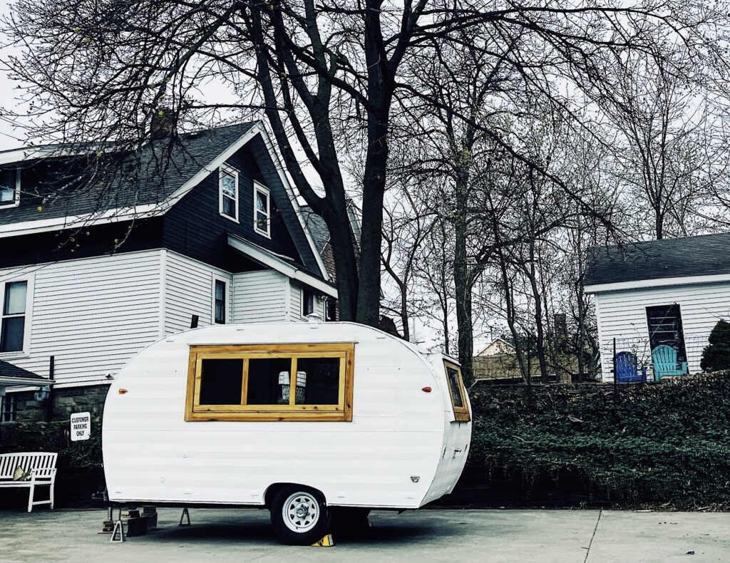 Trailer in front of house