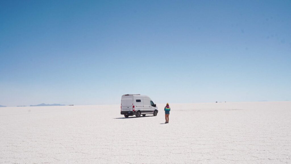 RV in salt flats