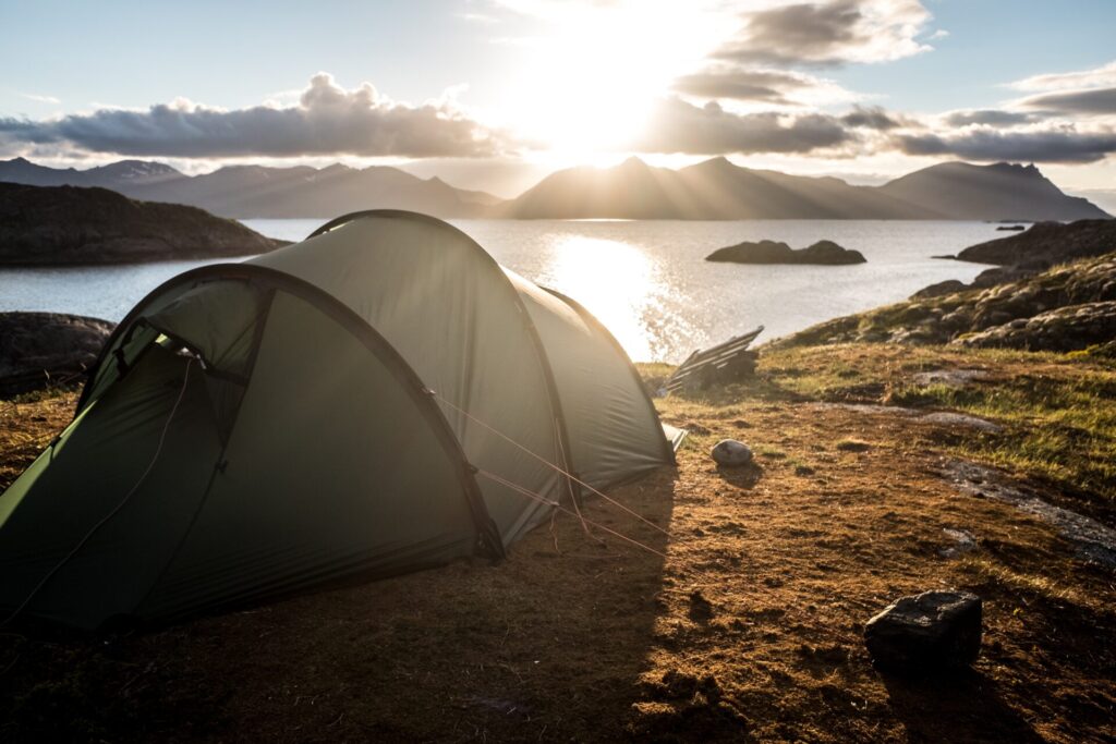 Tent by water