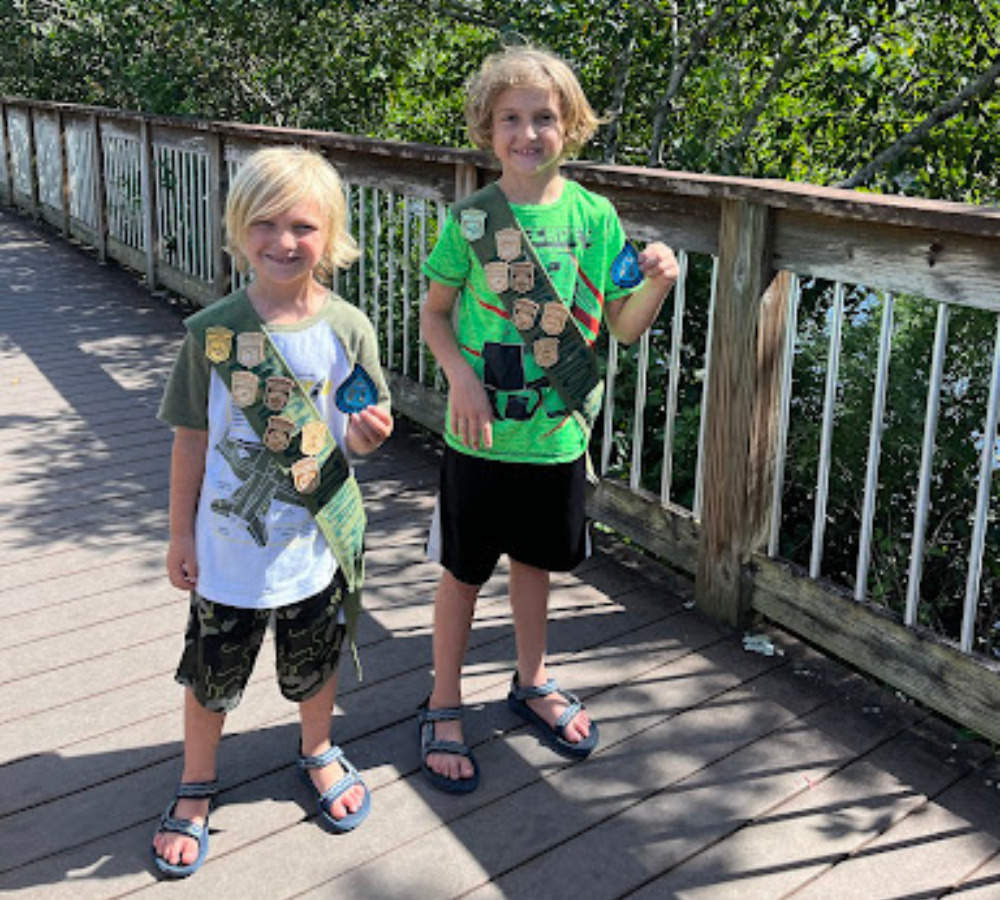 junior rangers with badges
