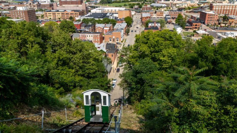 View of fenelon place elevator on a sunny day in Dubuque city, Iowa, United States