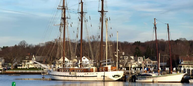 The sailing ships of Mystic are a great sight when RV camping in Connecticut