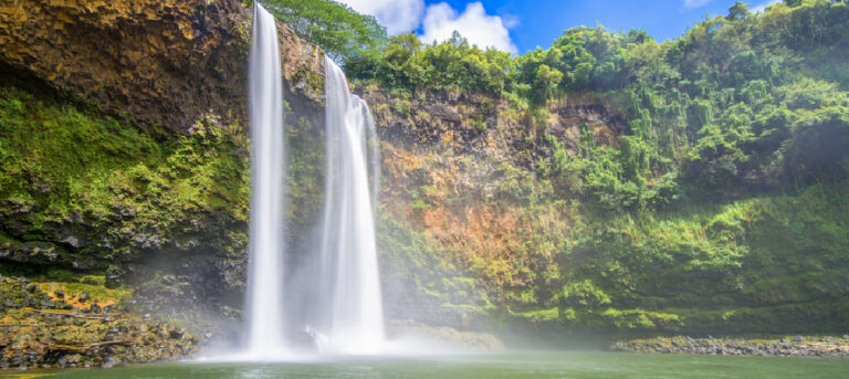 Waterfalls are one of the many beautiful sights when you go RV camping in Hawaii