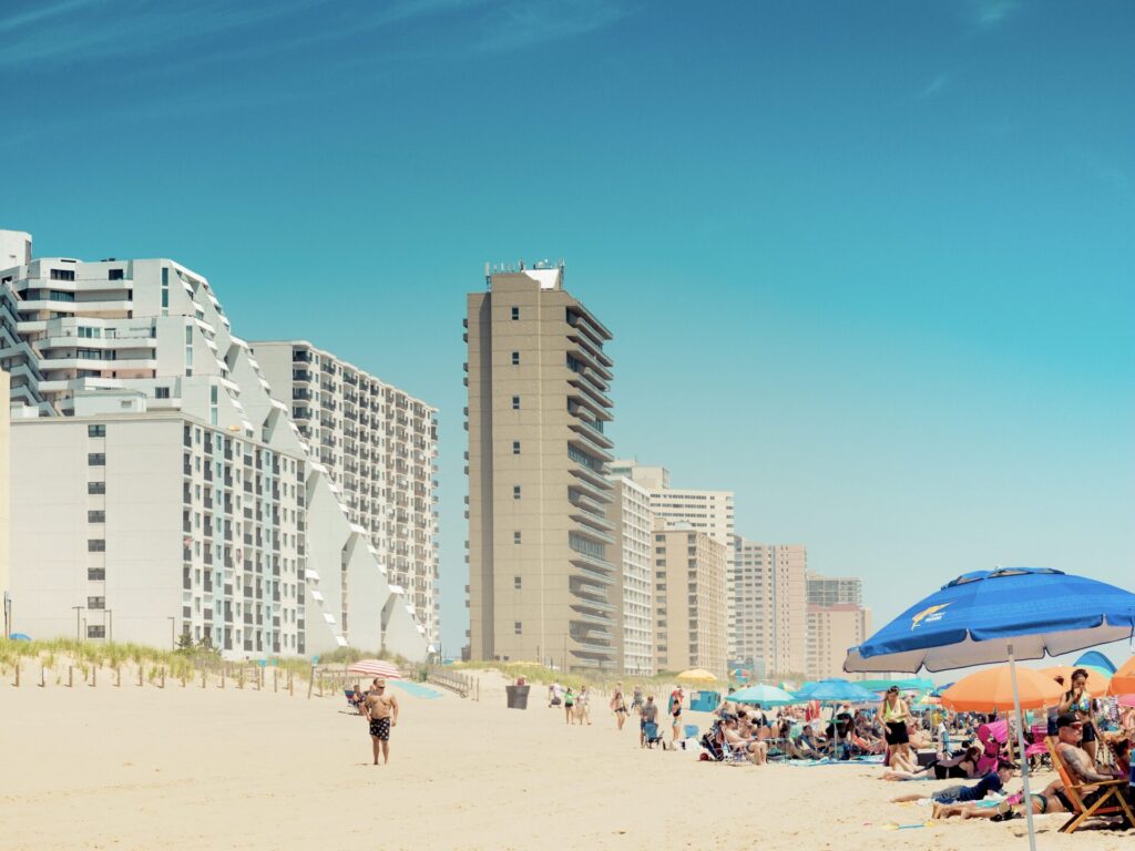 Busy beach in Maryland