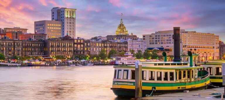 The Savannah waterfront is a great stop while RV camping in Georgia