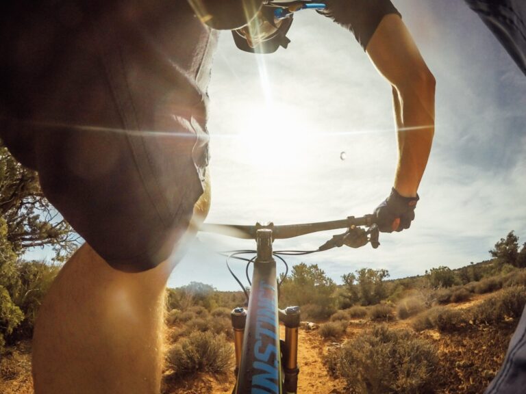 Man mountain biking in Las Vegas