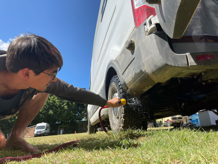 power washing RV before storage