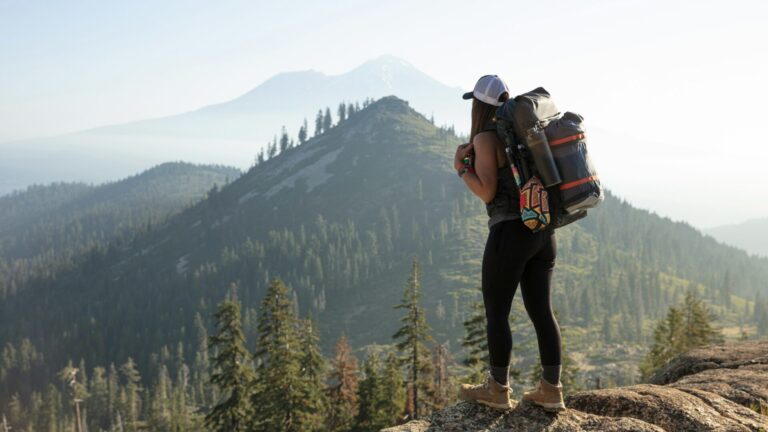 Woman hiking in the mountains