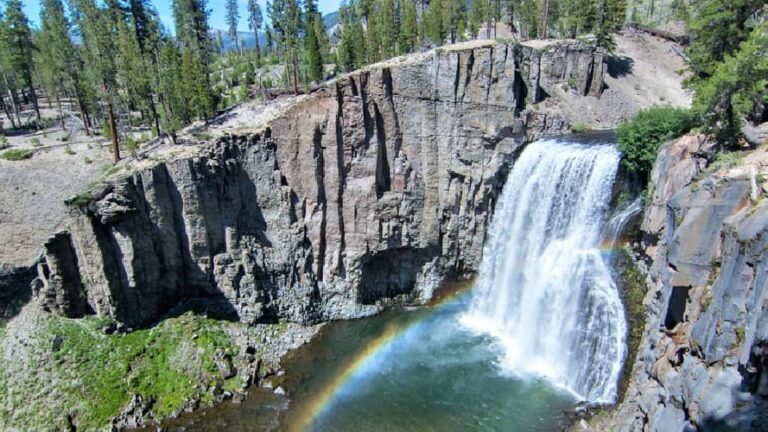 Rainbow Falls along the Highway 395 drive through Mammoth Lakes area
