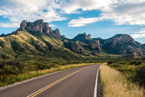 Famous panoramic view of the Chisos mountains in Big Bend NP, USA