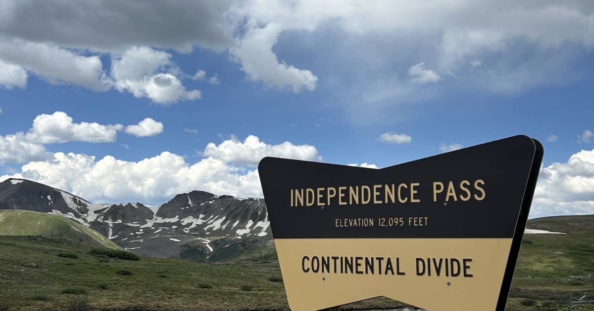 Independence Pass Sign on Continental Divide - Aspen CO