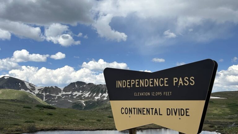 Independence Pass Sign on Continental Divide - Aspen CO