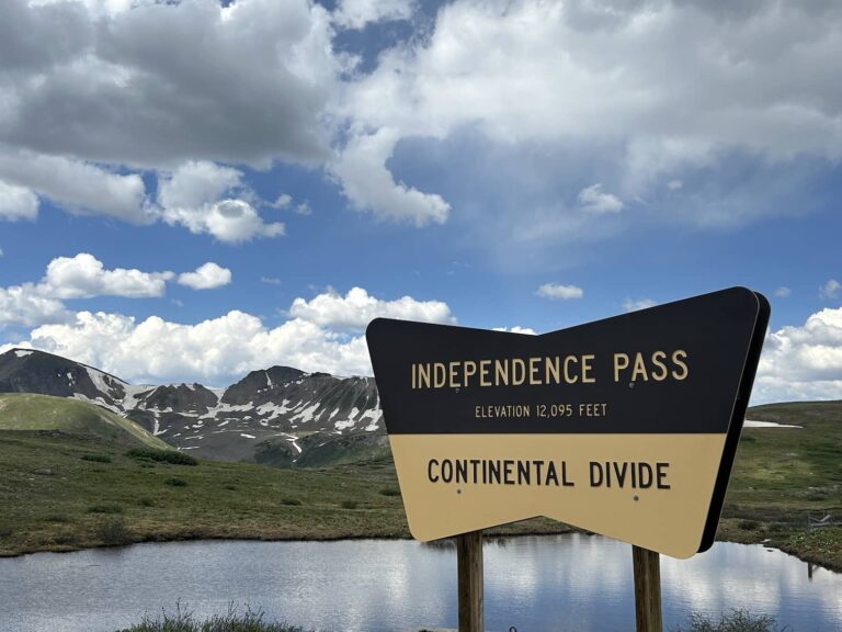 Independence Pass Sign on Continental Divide - Aspen CO