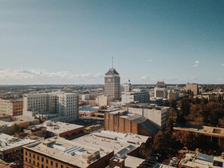 A birds-eye view of Fresno, CA.