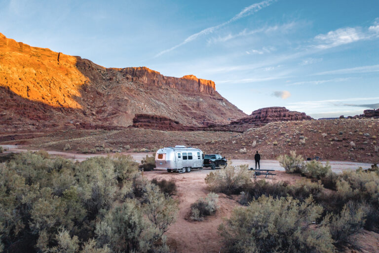 Airstream RV with a desert view