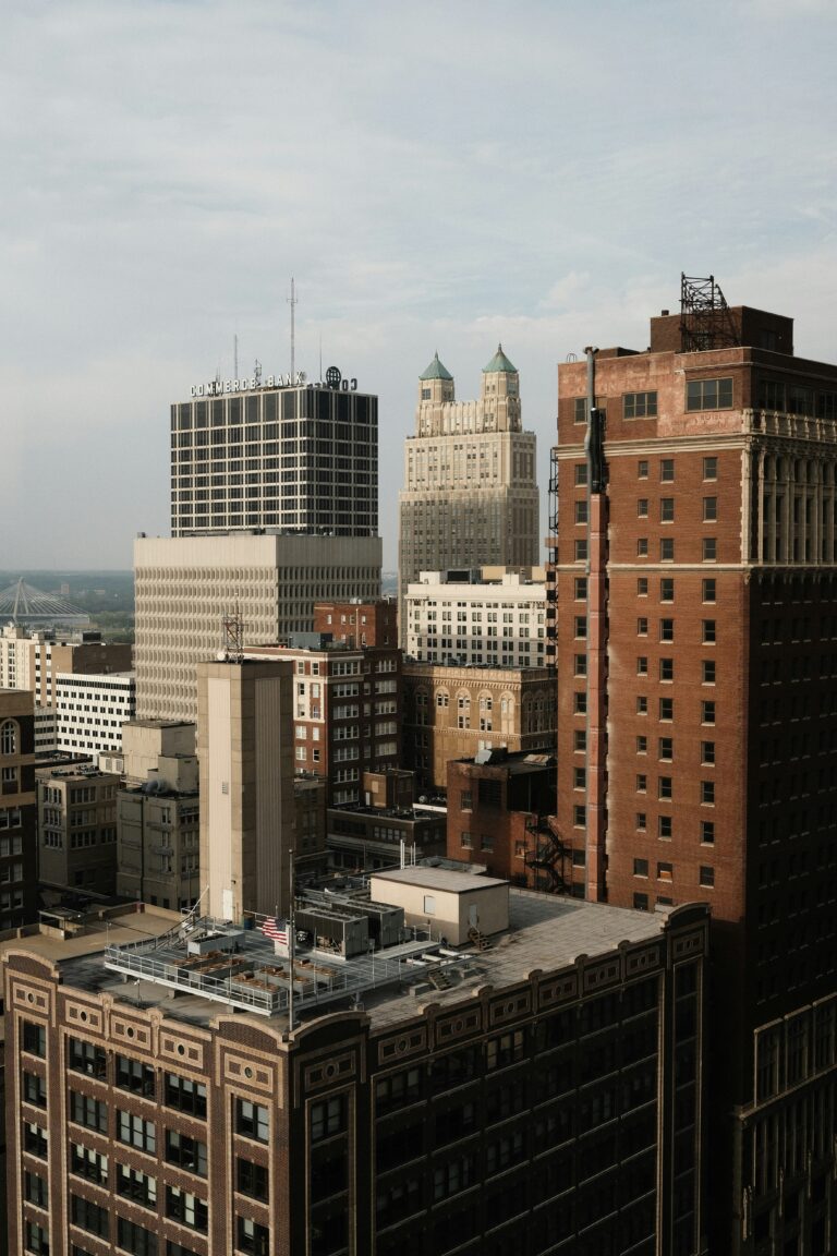 Concrete and brick buildings in downtown Kansas City, MO