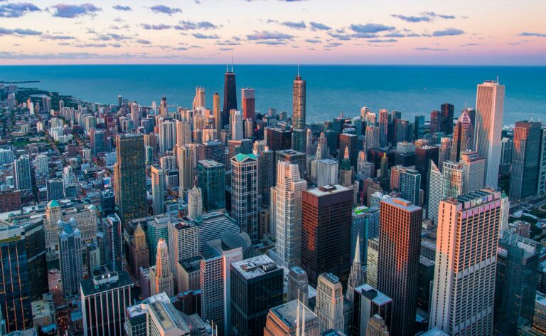 Downtown Chicago with Lake Michigan in the background