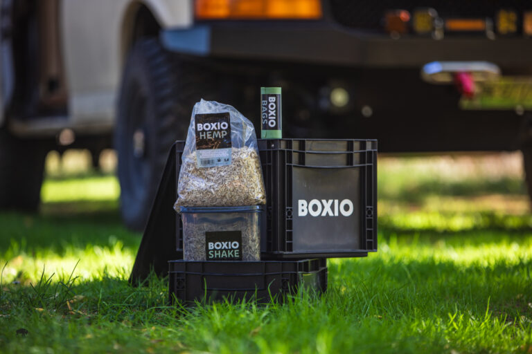 boxio compost toilet close up in campervan