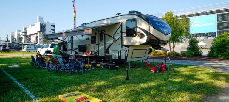 A trailer set up for tailgating. Tailgating is a great time for RV delivery