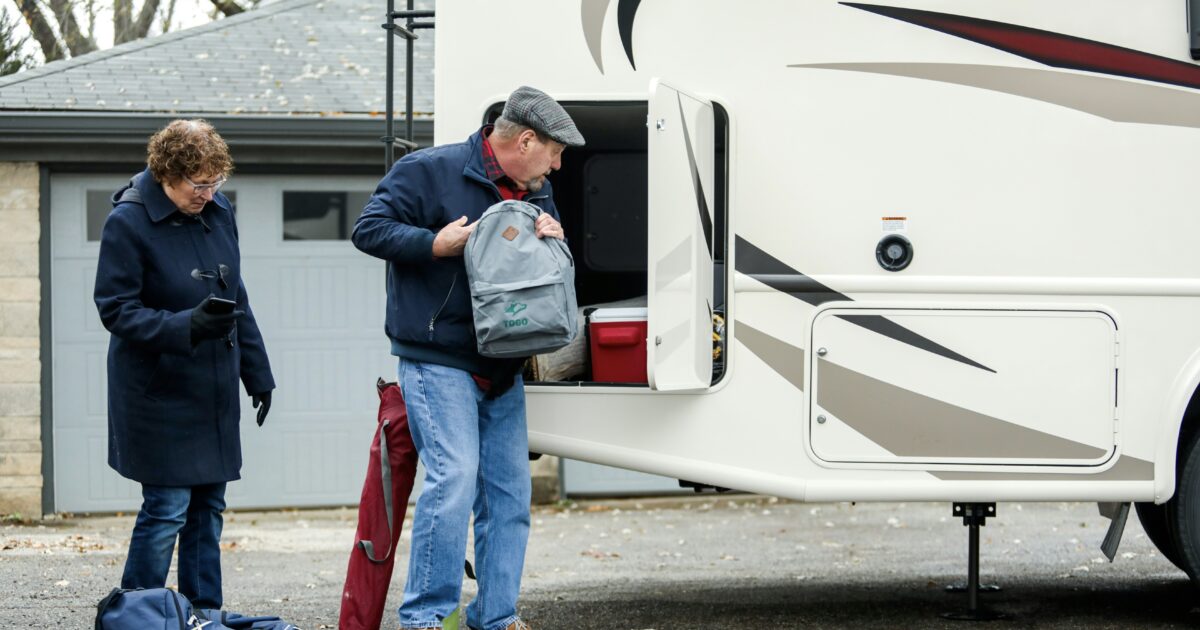 Seniors loading up an RV