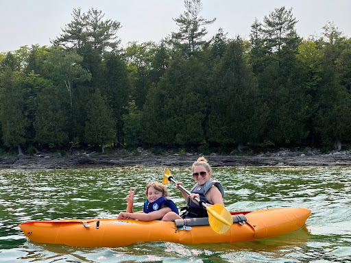 Mother and son kayaking in our Tucktec 