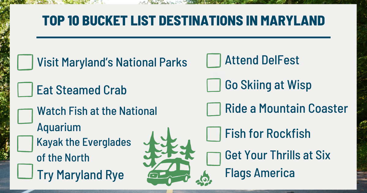 A Maryland bucket list is a great way to keep track of everything you want to do in the state