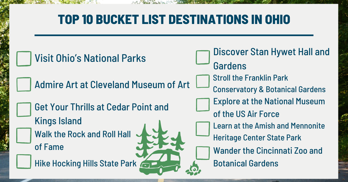 an Ohio bucket list is a great way to make sure you see everything you want to on your trip