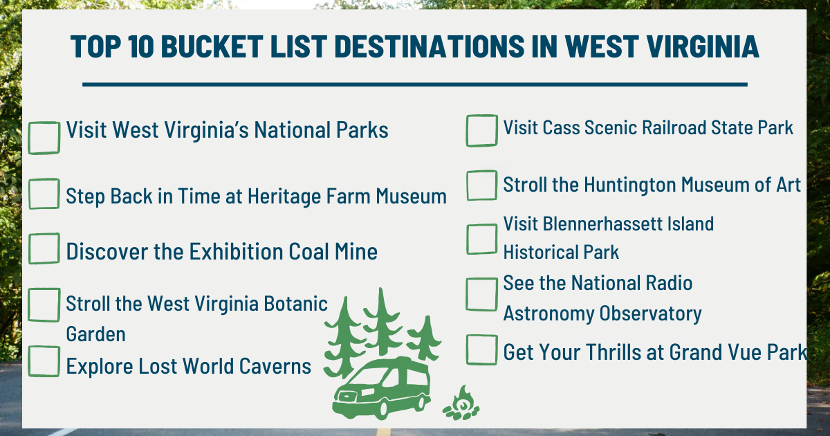A West Virginia bucket list can help you plan your visit