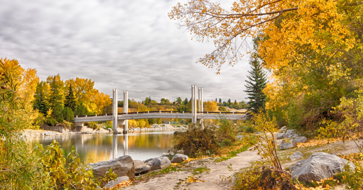 Calgary's Prince's Island bridge in Autumn.