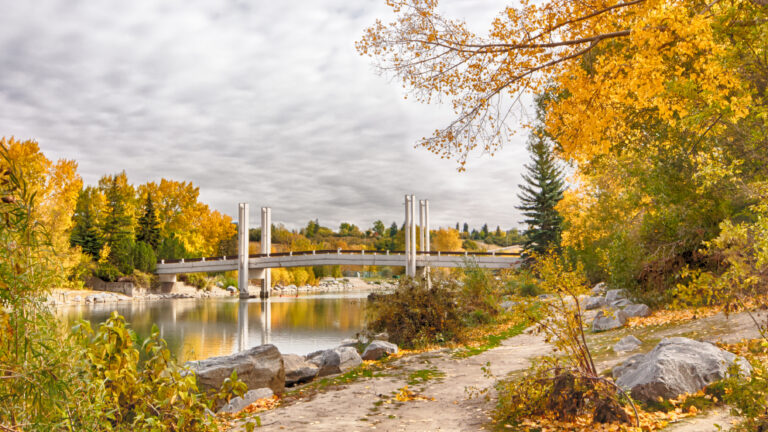 Calgary's Prince's Island bridge in Autumn.
