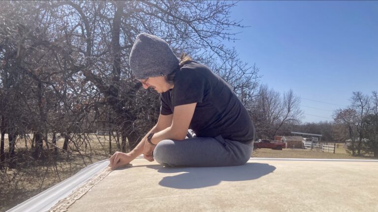 My husband making some RV upgrades to our current roof