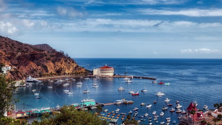 Sailboats congregate in a bay off California's Catalina Island, a destination dupe for Italy