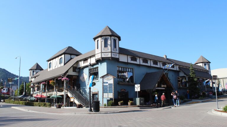 A Bavarian-style building in the village of Leavenworth, Washington