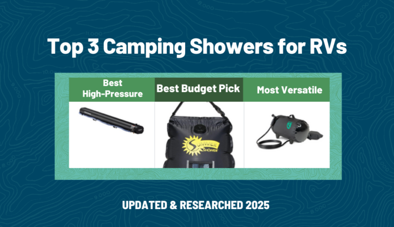 table comparison of Top 3 Camping Showers for RVs