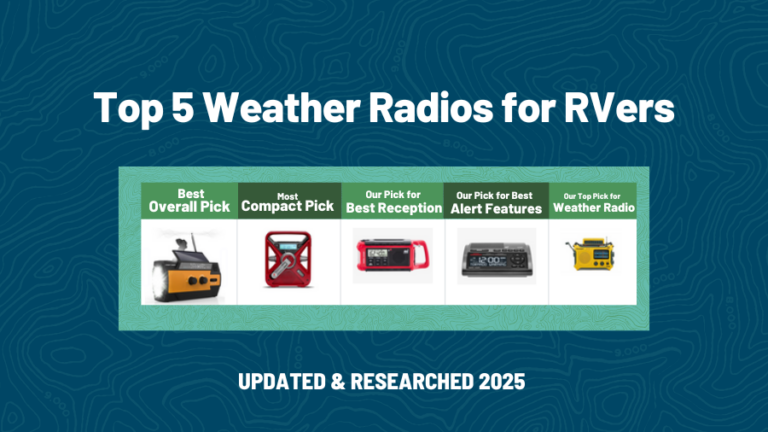 table comparison of Top 5 Weather Radios for RVers